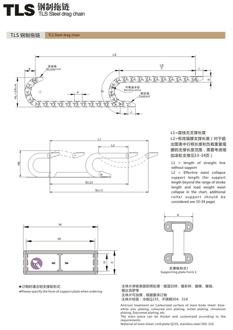 TLS隔條式系列鋼制拖鏈1