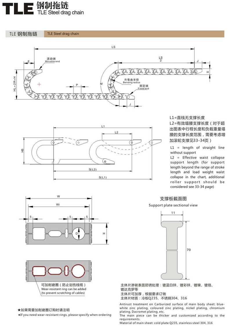 TLE上下分開式系列鋼制拖鏈1