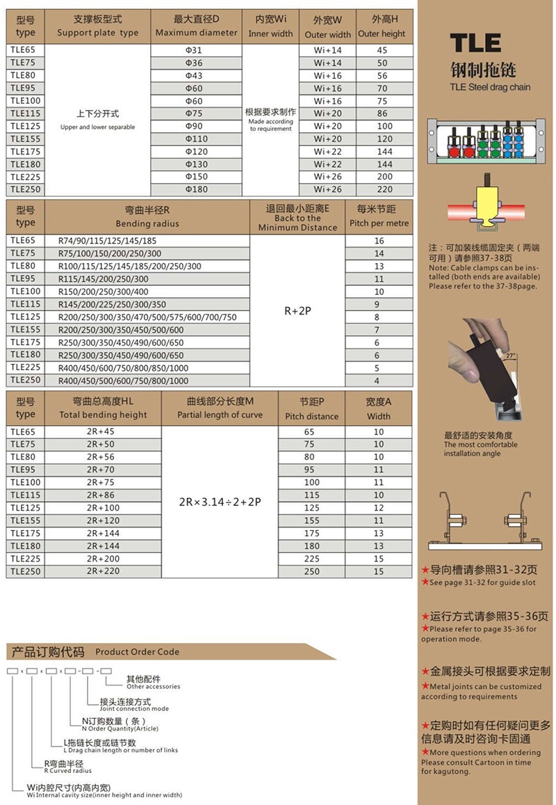 TLE上下分開式系列鋼制拖鏈2